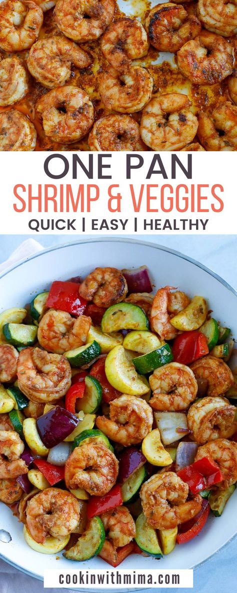 This One Pan Shrimp and Veggies recipe is healthy, it’s delicious, it’s so easy, and it only takes about 30 minutes to have dinner ready for the family. It’s the perfect healthy weeknight meal. You’ll love the juicy flavorful vegetables combined with the tender shrimp, so try this tasty recipe tonight! Fish Healthy Dinner, E2m Shrimp Recipes, Easy Sheet Pan Dinners Shrimp, Dinner Ideas Healthy Shrimp, Cajun Shrimp And Veggies, Sheet Pan Shrimp Recipes Healthy, Shrimp Lunch Ideas Healthy, Healthy Dinner Recipes With Veggies, Heart Healthy Shrimp Recipes Dinners