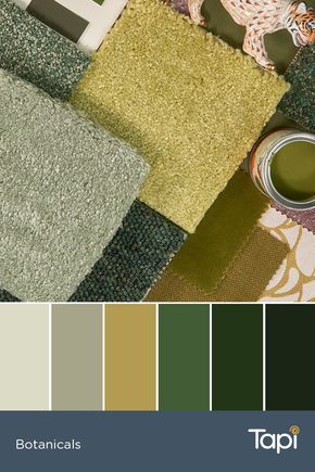 Create a tranquil environment with our Botanicals look. Match earthy and neutral tones with bright greens to build the perfect ‘zen’ zone! Feeling bold? Why not browse our gorgeous range of earth toned carpets like Anley in Seafoam Green, or San Francisco in Jade! Pea Green Walls, Green Carpet Room Ideas, Earth Tone Living Room, Olive Green Bedrooms, Earth Dragon, Diy Drapes, Kitchen Colours, Timeless Color Palette, Mood Board Interior