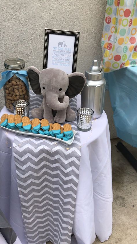 Our Little Peanut Baby Shower Theme, A Little Peanut Is On The Way, Little Peanut Baby Shower Ideas, Peanut Baby Shower Ideas, Little Peanut Baby Shower Boy, Elephant Babyshower, Kylie Baby Shower, Adoption Shower, Baby Boy Sprinkle