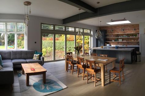 Kitchen/Family Room & Garage Conversion | S and S Architecture Convert Garage To Room, Garage Conversion To Family Room, Garage Apartment Interior, Dining Room Conversion, Converted Garage, Garage To Living Space, Kitchen Conversion, Bungalow Kitchen, Garage Renovation