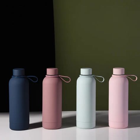 sports bottle Stainless Steel Matte Water Bottle with portable handle Classy Water Bottle, 1 Liter Water Bottle, Bottle Aesthetic, Sport Drink, Trendy Water Bottles, Small Mouth, Classy Makeup, Steel Thermos, Thermal Flask