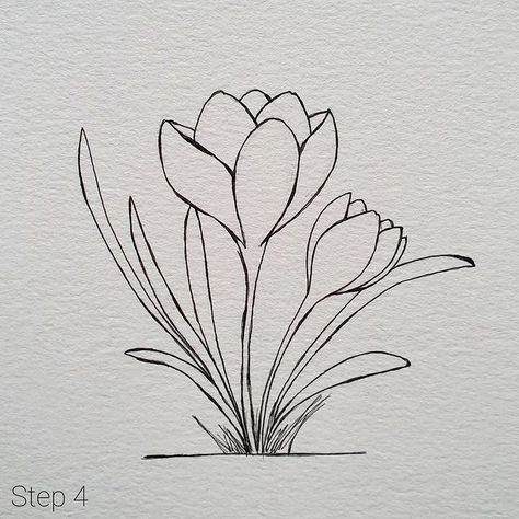 Tutorial Painting, Flower Line Drawings, Crocus Flower, Watercolor Beginner, Painting Video, January 27, Painting Videos, Flower Drawing, Doodle Art