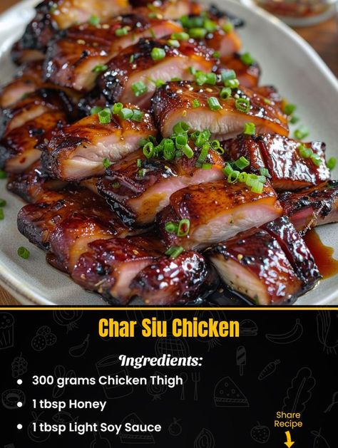 Chicken Char Siu, Char Siu Chicken, Char Siew, Bbq Cookout, Char Siu, Chinese Recipes, Meat Chickens, Old Recipes, Marinated Chicken