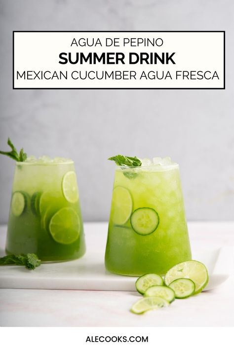 cucumber lime agua fresca recipe Cucumber Lime Mint Agua Fresca, Cucumber Electrolyte Drink, Cucumber Mint Agua Fresca, Cucumber Lime Juice Recipe, Cucumber Mint Limeade, Cucumber Agua Fresca Recipe, Hydrating Juices, Agua Fresca Cucumber, Mint Lime Water