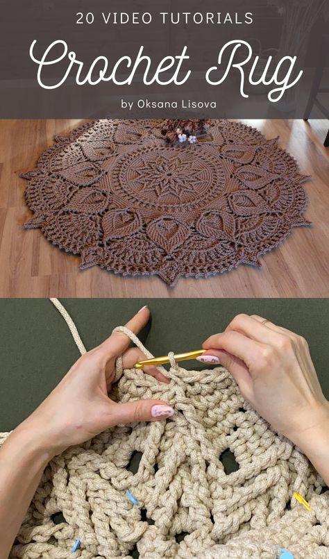 Crochet Floor Rug Free Pattern, Round Crochet Rug Pattern, Crotchet Rugs Diy, Crochet Carpet Pattern Free Round Rugs, Crochet Carpet Pattern Free Oval Rugs, Diy Crochet Rug, Easy Crochet Rug, Carpet Video, Macrame Round