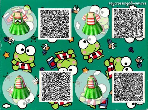 Acnl Keroppi jumper Acnl Guide, Dress Qr Code, Acnl Qr Codes, Motif Acnl, Warcraft Characters, Sanrio Keroppi, Anime Wall Prints !!, Animal Crossing 3ds, Indoor Rabbit