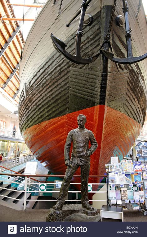 Fridtjof Nansen sculpture in front of the original exploration vessel Fram, Fram Museum, Bygdoy, Oslo, Norway, Scandinavia, Eur Stock Photo Fridtjof Nansen, 21 July, Oslo Norway, Scandinavia, Authors, Norway, Vikings, The Original, High Resolution