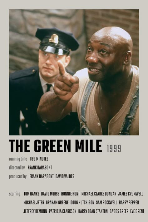 The Green Mile Movie Poster, The Green Mile Poster, Movies Polaroid, Green Mile Movie, Doug Hutchison, John Coffey, Tom Hanks Movies, David Morse, The Green Mile