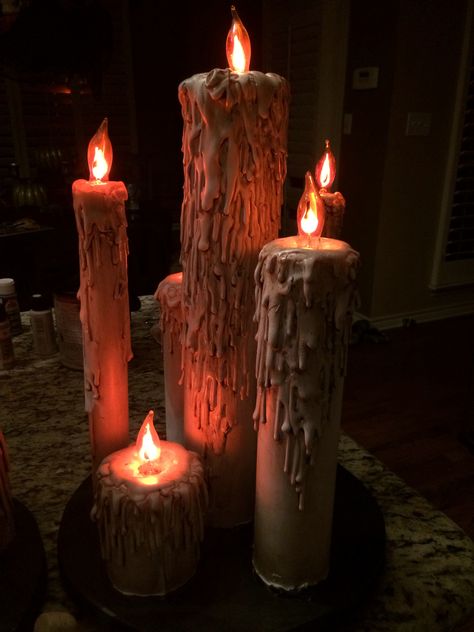 Finished creepy candles! Grunge Candles, Candela Obscura Aesthetic, Creepy Candle, Candle Light Room, Scary Candles, Creepy Candles Aesthetic, Blood Candles, Creepy Candles, Math Geek