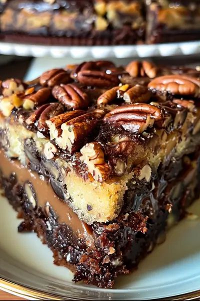 Chocolate Pecan Ooey Gooey Butter Cake is rich and decadent, perfect for any occasion. Try this easy recipe today and enjoy! Turtle Cookie Bars, Ooey Gooey Butter Cake, Turtle Brownies, Gooey Cake, Epicure Recipes, Turtle Cookies, Brownie Ice Cream, Gooey Butter Cake, Caramel Brownies