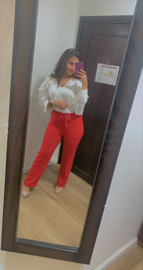 red pants white shirt formal Red Pants, White Shirt, Two Piece Pant Set, Pants Set, Two Piece, White, Pants, Red