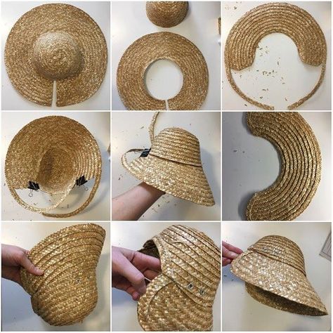 Regency Straw Bonnet, Diy Regency Bonnet, How To Make A Bonnet, Diy Straw Hat, Vintage Hat Pattern, Diy Bonnet, Straw Hat Diy, Straw Hat Crafts, Vintage Bonnet