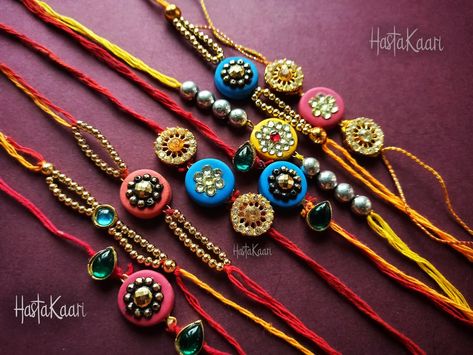 Polymer Clay Rakhi, Clay Rakhi, Handmade Rakhi Designs, Handmade Rakhi, Rakhi Design, Indian Festival, Handmade Polymer Clay, Pink Yellow, Hair Wrap