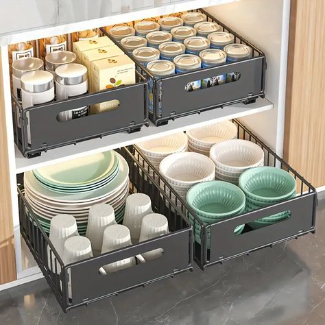 Pull Out Kitchen Storage, Heavy Duty Storage Shelves, Organiser Cucina, Kitchen Cupboard Organization, Pull Out Cabinet, Kitchen Sink Storage, Kitchen Basket Storage, Kitchen Storage Boxes, Kitchen Storage Shelves