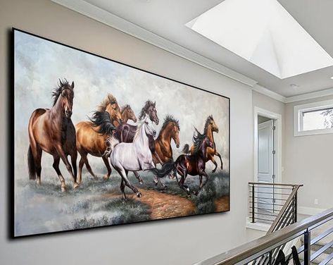 Original Rice White Horse Painting,horse Portrait Canvas Art,horse Decor Painting,horse Wall Art,large Animal Art,large Canvas Horse Art - Etsy Turkey Horse Painting For Living Room, 7 Horses Painting On Canvas, Equestrian Art Oil Paintings, Canvas Horse Art, Vastu Painting, 7 Horses, White Horse Painting, Large Wall Art Living Room, Themed Bedrooms