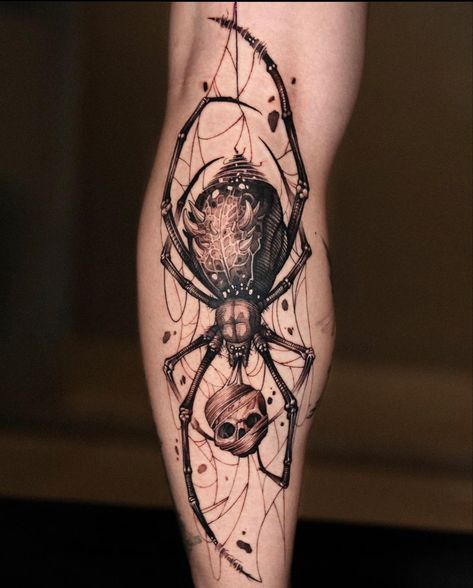 Spider Tattoo On Forearm, Blackwork Spider Tattoo, Creepy Spider Tattoo, Spider Forearm Tattoo, Japanese Spider Tattoo, Dark Spider Tattoo, Spider Sleeve, Spider Tattoo Men, Spider Hand Tattoo