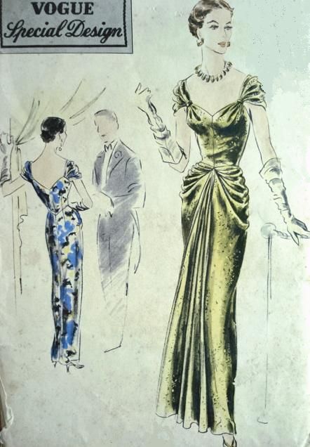 Evening Dress Pattern, Vintage Vogue Patterns, Vintage Vogue Sewing Patterns, Vogue Vintage, Sew Patterns, Fashion Illustration Vintage, Vogue Dress, Vintage Dress Patterns, Vogue Sewing Patterns