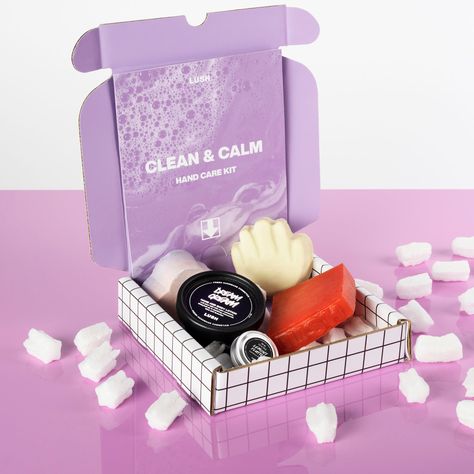 Lush Clean & Calm Hand-Care Kit Kit Packaging, Nail Dip Powder, Lush Cosmetics, Nail Dip, Letterbox Gifts, Cosmetic Skin Care, Dip Powder Nails, Letter Box, Hand Care