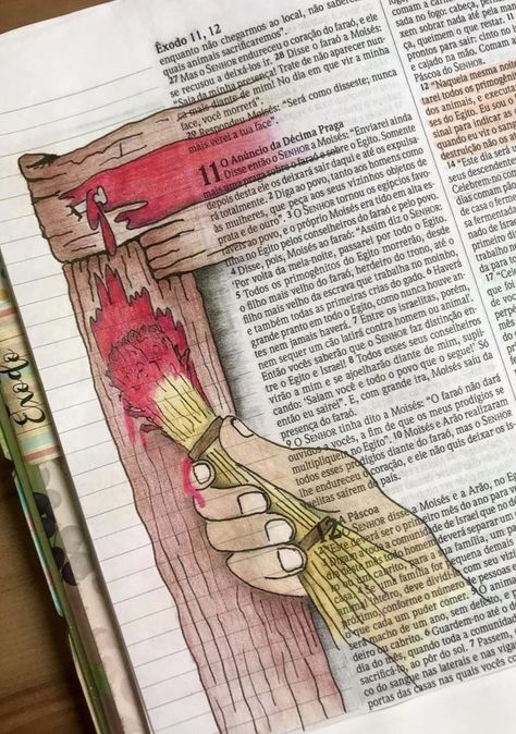 Tower Of Babel Bible Journaling, Writing On Bible Edges, Leviticus Bible Journaling, Exodus Bible Journaling, Journal Bible Quotes, Bible Journal Notebooks, Bible Drawing, Bible Journaling Ideas Drawings, Bible Doodling