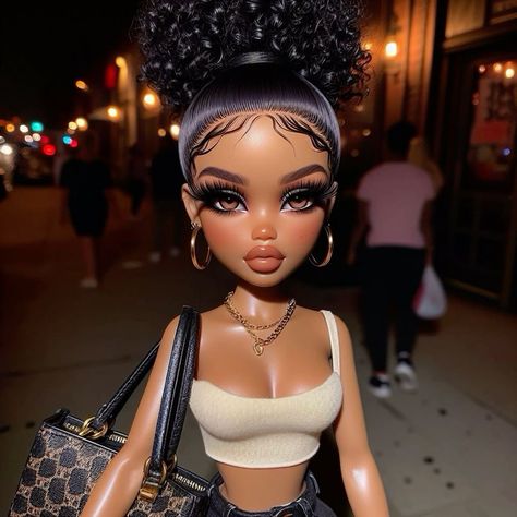 Dream Doll Aesthetic, Beat Face Makeup, Black Love Artwork, Black Bratz, Black Bratz Doll, Bratz Doll Outfits, Brat Doll, Disney Princess Artwork, Wallpaper Iphone Disney Princess