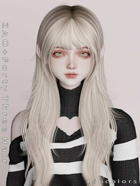 [ZAO]Forty Three Hair | Patreon Lotes The Sims 4, Sims 4 Cc Hair, Sims 3 Mods, Mod Hair, Sims 4 Anime, Free Sims 4, Tumblr Sims 4, Sims 4 Teen, Sims 4 Dresses