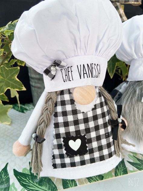 Chef Gnomes, Kitchen Gnomes, Sock Gnomes, Valley City, Female Chef, Family Monogram, Happy July, Family Kitchen, Chefs Hat