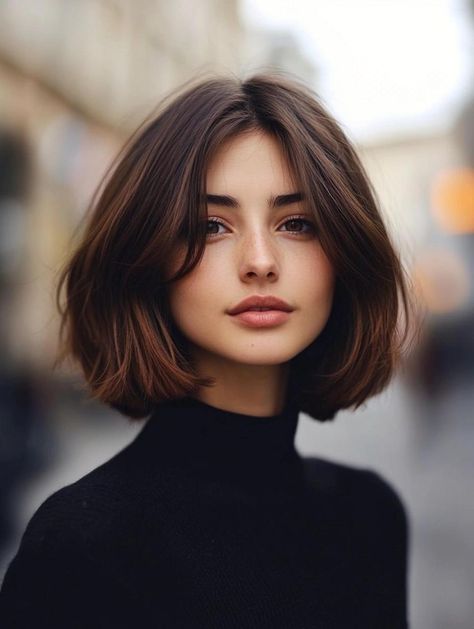 French Bob Haircut: Effortless Chic and Timeless Style for Modern Elegance Bob Haircut With Layers Short, Bob Hairstyles French, Modern Diana Bob, Bob For 40 Year Old, Short Model Hair, French Bombshell Hair, Mid Length Hair Bob, French Bob With Bangs Thick Hair, Old Money Bob Hair Round Face