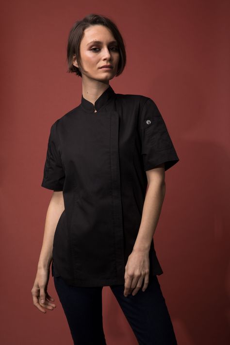 Springfield Chef Coat | www.chefworks.com Bakery Uniform, Barista Uniform, Chef Jackets Design, Chef Photo, Chef Outfit, Barista Outfits, Chef Coats, Jazz Outfits, Chef Uniforms