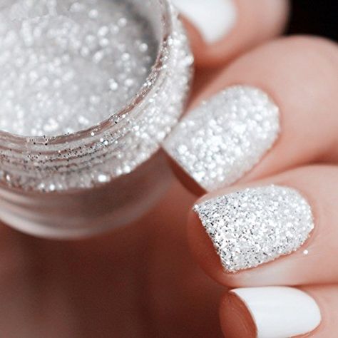 10ml/Box Nail Glitters Powder Nails Tips White Silver... ** You can find more details by visiting the image link. (This is an affiliate link) #nailartaccessories Shiny Nails Glitter, Nail Winter, Nailart Glitter, Silver Glitter Nails, Unghie Nail Art, Acrylic Nail Powder, Glitter Pigment, Glitter Dust, Shiny Nails