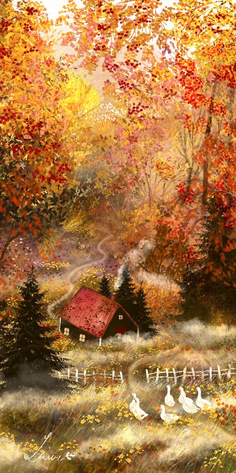 November Wallpaper, Storybook Art, Autumn Magic, Fall Background, Pattern Texture, Cabin In The Woods, Autumn Art, Fall Wallpaper, Samhain