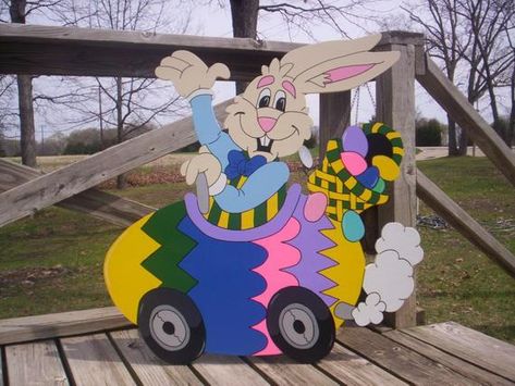 Wooden Yard Signs, Plywood Outdoor, Easter Cutouts, Easter Yard Art, Easter Yard Decorations, Car Yard, Yard Crafts, Spring Easter Eggs, Rustic Easter Decor