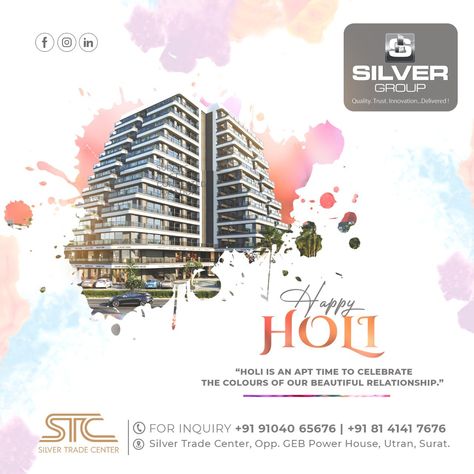 Social Media Happy Holi Post Happy Holi Social Media Post, Holi Creative Ads For Real Estate, Holi Post Ideas, Happy Holi Creative Post, Creative Holi Post, Holi Creative Ads Social Media, Happy Holi Post, Holi Creative Post, Holi Ads