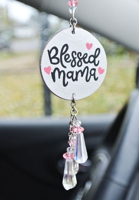 Sparkling Crystal Blessed Mama Rear View Mirror Ornament: Car | Etsy Car Hangers Rear View Mirror, Car Dangles, Gift Ideas For Mom Birthday, Cars For Girls, Disney Sweets, Mirror Ornament, Acrylic Crafts, Charm Bar, Bmw Accessories