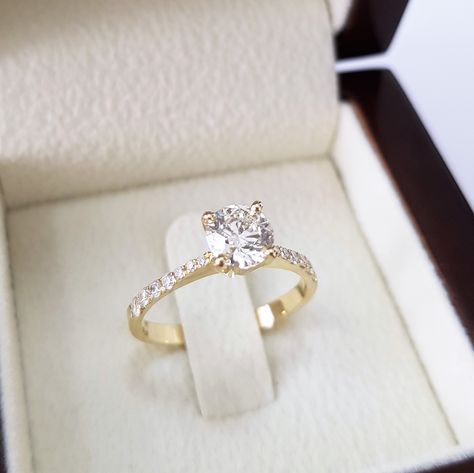 Half Pave Engagement Ring, Gold Proposal Rings, Pave Ring Engagement, Round Gold Engagement Rings, Tiffany Engagement Ring Gold, Tiffany Gold Engagement Ring, Yellow Gold Wedding Rings Simple, Round Gold Engagement Ring, Round Engagement Ring Yellow Gold