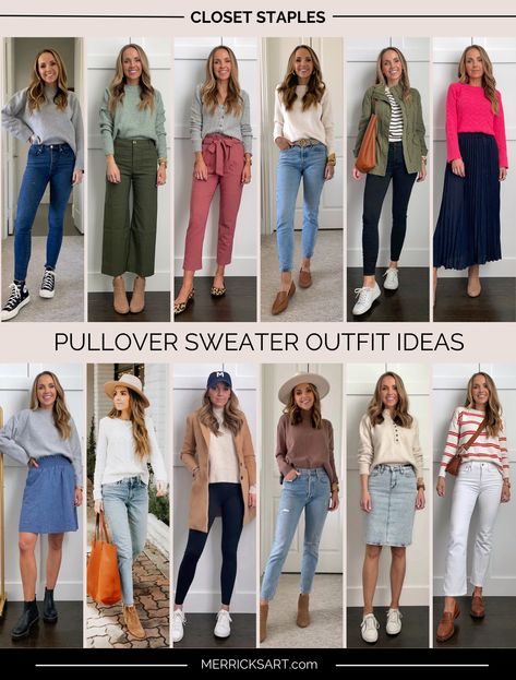 Teacher Appropriate Outfits, Pullover Sweaters Outfits, Fashion Mistakes Woman, Sweater Outfit Ideas, Color Combos Outfit, Mode Tips, Teaching Outfits, Fit And Flare Skirt, Sweater Outfit