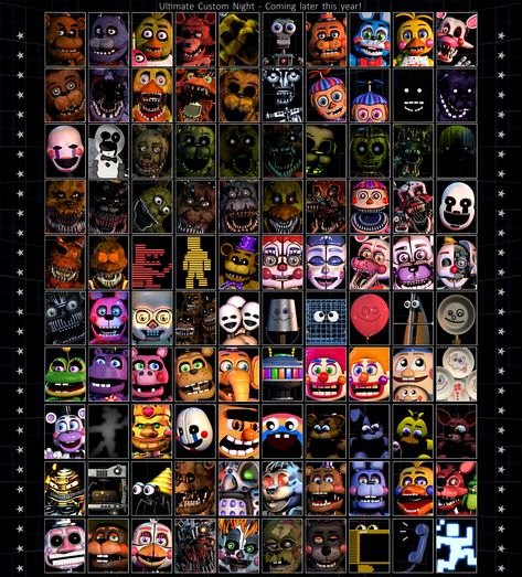 Five Nights At Freddy's Animatronics, Five Nights At Freddy Characters, Every Fnaf Character, Fnaf Poster All Characters, 5 Nights At Freddy's Characters, Five Nights At Freddy's Minecraft, Five Nights At Freddy's Creepy, Fnaf Jumpscares, Something Scary