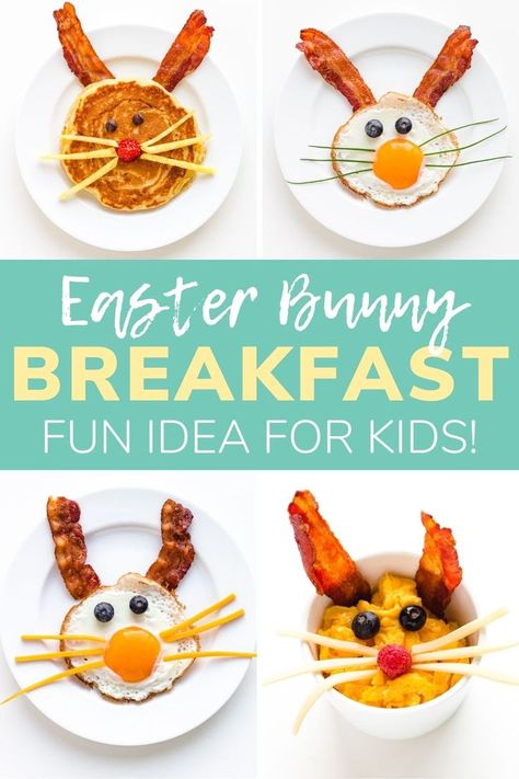 Easter Themed Breakfast, Easter Bunny Breakfast, Bunny Breakfast, Easter Bunny Pancakes, Themed Breakfast, Bunny Pancakes, Breakfast Recipes Kids, Pancake Breakfast, Easter Breakfast