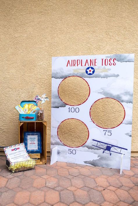 Flight Theme Birthday Party, Airplane Birthday Party Ideas, Vintage Airplane Theme, Disney Planes Birthday, Helicopter Birthday, Vintage Airplane Birthday Party, Vintage Airplane Party, Pilot Party, Vintage Airplane Birthday