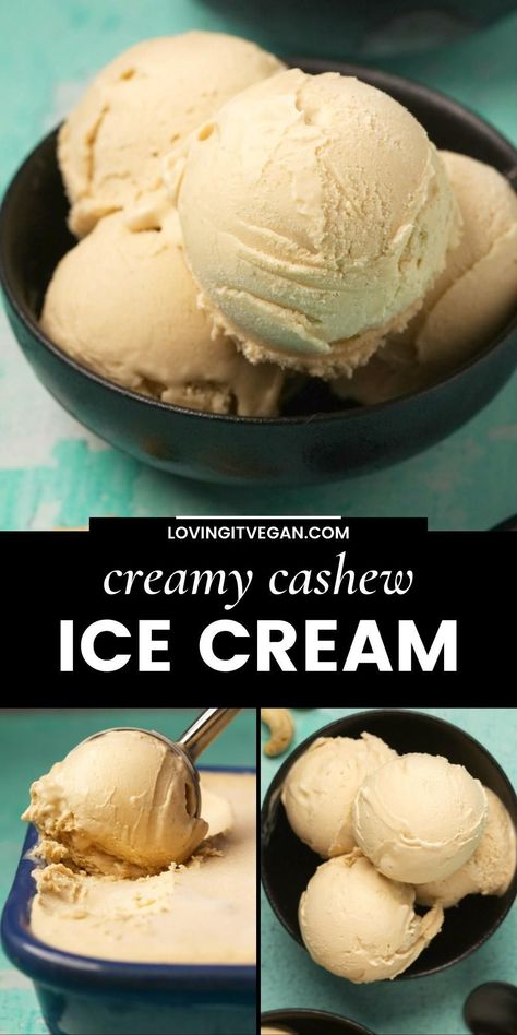 Homemade Cashew Milk Ice Cream, Cashew Milk Ice Cream Recipes, Cashew Ice Cream Vegan, Cashew Ice Cream Recipe, Recipes With Cashew Milk, Recipes With Cashew Cream, Cashew Flour Recipes, Vegan Ice Cream Recipe Machine, Non Dairy Ice Cream Recipe