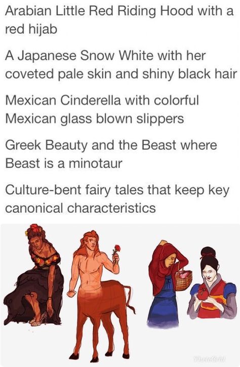 Fairy Tale A True Story, Fantasy Visual Prompts, How To Draw Different Races, Story Prompts Pictures, Rainbow Character Design, Fairytale Oc, Big Trash Can, Fantasy Culture, Original Fairy Tales