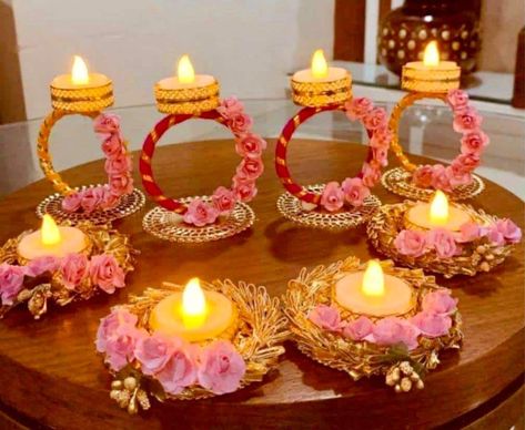 Cheap Elegant Danglers For Diwali, Diwali Candles, Diwali Decorations At Home, Diwali Decoration Items, Diy Diwali Decorations, Diwali Craft, Diwali Diy, Candle Party, Diwali Gifts