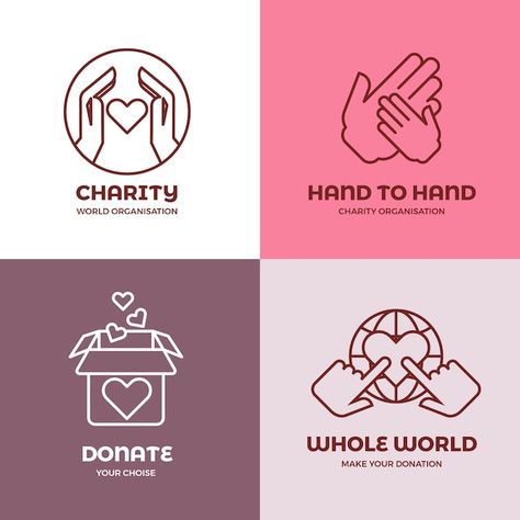 Vector nonprofit and volunteer organizat... | Premium Vector #Freepik #vector #charity-icon #donation-icon #money-donation #volunteer-icon Animal Logo Design Inspiration, Charity Logo Design, Nonprofit Design, Charity Branding, Identity Card Design, Money Logo, Charity Logos, Volunteer Organization, Logo Design Free Templates