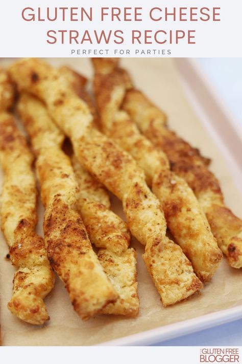 These easy puff pastry cheese straws are a gluten free party food staple and perfect for baking at Christmas. With flaky gluten free puff pastry and a cheesy top! What To Make With Gluten Free Puff Pastry, Gluten Free Puff Pastry Recipe, Gluten Free Cheese Straws Recipe, Gluten Free Cheese Sticks, Cheese Straws Puff Pastry, Schar Gluten Free Puff Pastry Recipes, Gluten Free Cheese Straws, Gluten Free Rough Puff Pastry Recipes, Cheese Straws Recipe