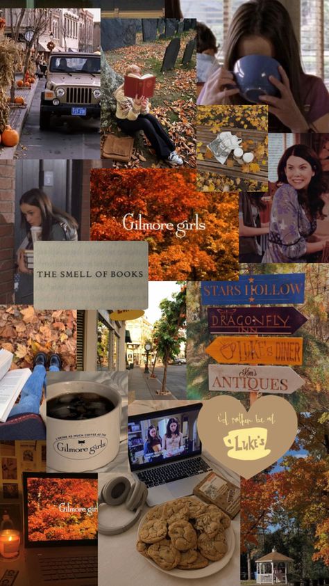 Gilmore girls collage Gilmore Girls Collage, Rory Gilmore Fall, Gilmore Girls Gifts, Fall Backgrounds Iphone, Watch Gilmore Girls, Gilmore Girls Seasons, Gilmore Girls Fan, Pop Culture Gifts, Gilmore Girl