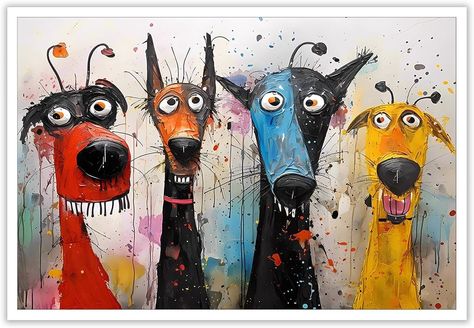 Amazon.com: Whimsical Vibrant Watercolour Art Colorful Abstract Animals canvas wall art Cute Quirky Cartoon Characters Dog Posters Funky Pet Puppy Animals Lover Portrait Prints Wall Decor 12x16in Unframed: Posters & Prints Dog Posters, Animals Lover, Dog Canvas Art, Animal Canvas Art, Quirky Art, Dog Poster, Dog Canvas, Animal Canvas, Watercolour Art