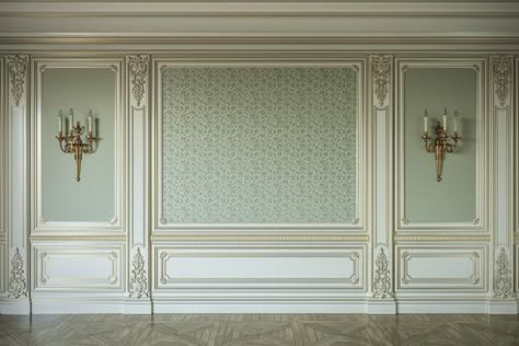 Beige wall panels in classical style wit... | Premium Photo #Freepik #photo #pattern #gold #texture #wood Classic House Interior Design, White Wall Paneling, Baroque Interior, Wall Panel Design, Panels Wall, Classic Interior Design, Classic Wall, Classical Style, Wall Molding