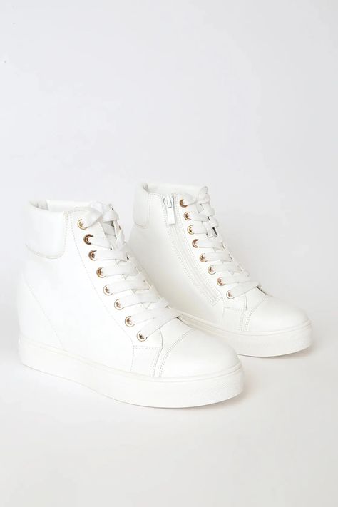 White Wedge Sneakers, Casual Winter Outfits For Women, Bride Sneakers, Peg Hanger, High Top Wedge Sneakers, Marie Antoinette Style, Bridal Sneakers, Hidden Wedge Sneakers, White Espadrilles