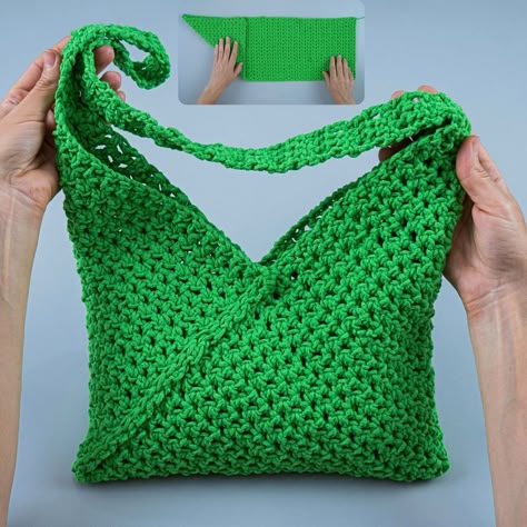 Simple Crochet Bags For Beginners, Rectangle Crochet Bag, Crochet Bag Easy Simple, Crochet Rectangle Bag, Diy Sac Crochet, Simple Crochet Bag, Crochet Bag Easy, Sac Granny Square, Crochet Tote Pattern