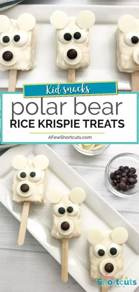 Polar Bear Party, Class Snacks, Winter Snacks, Homemade Rice Krispies Treats, Rice Krispie Treats Recipe, Winter Snack, Krispie Treats Recipe, Holiday Baby Shower, Winter Cooking