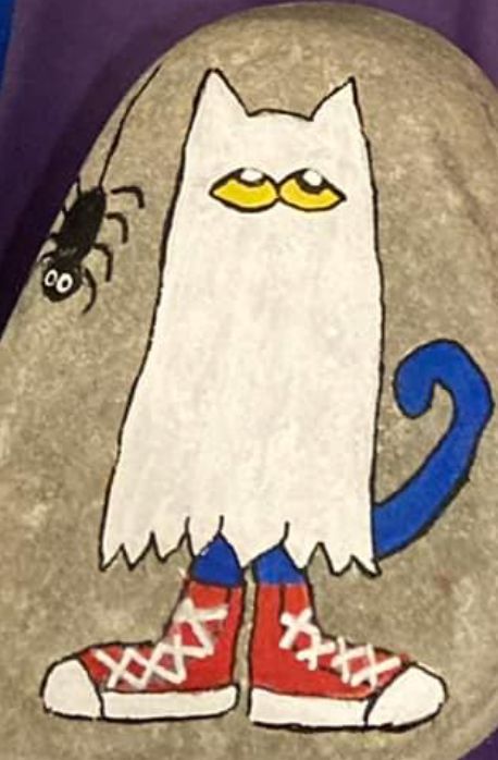 Pete The Cat Halloween, Things To Do Draw, Hello Kitty And Garfield, Garfield Images, Animated Cats, Cat Rug, Cat Ghost, Cat Friends, Halloween Rocks